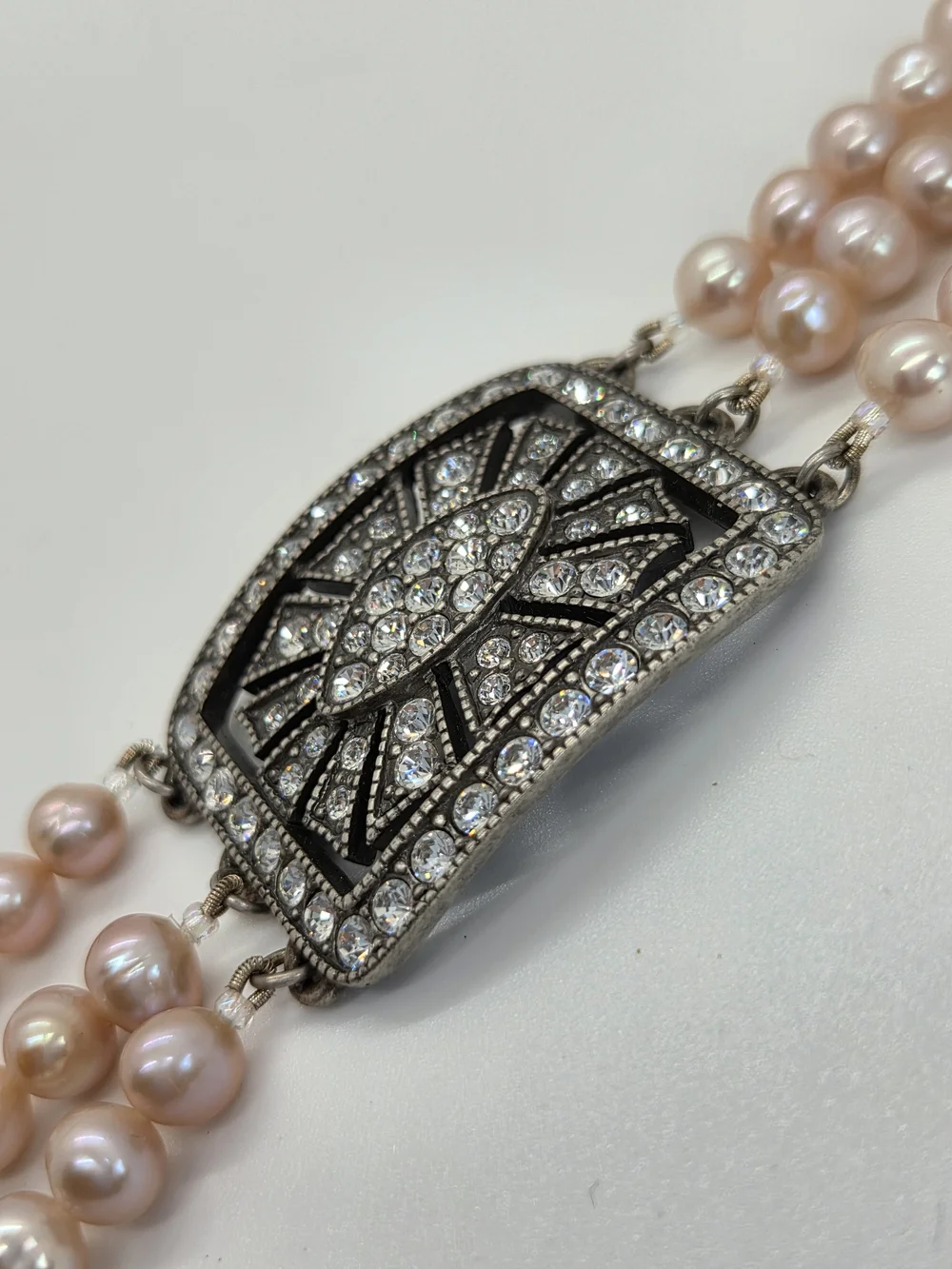 Blush Pearl and Crystal Statement Bracelet